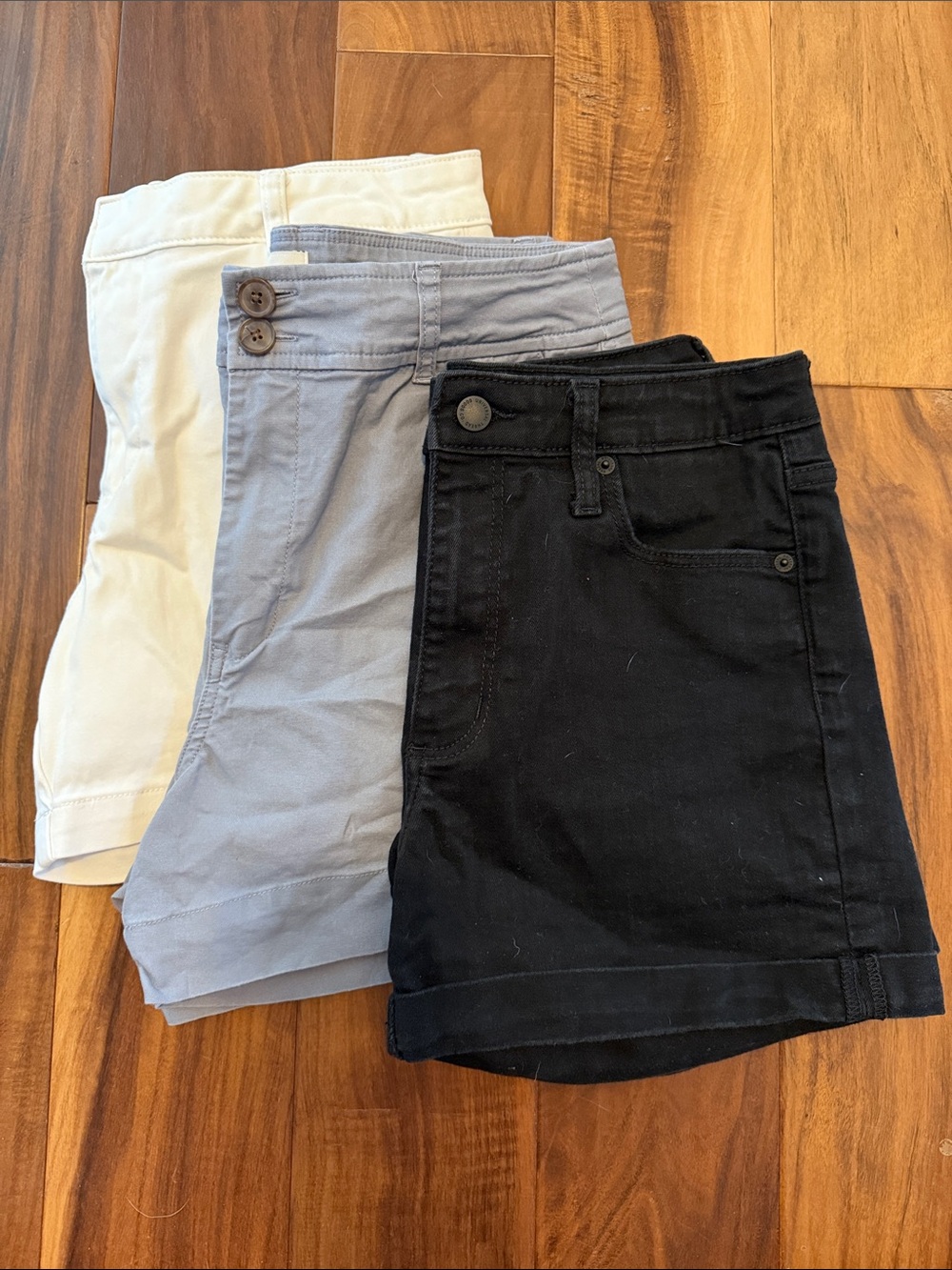 Bundle of 3 Women's Casual Shorts - Cream, grey & black